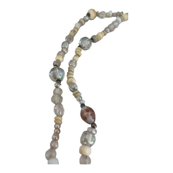 Vintage Beaded Necklace Aurora Borealis Finished Glass & Cream Color Beads  9K - Picture 12 of 12